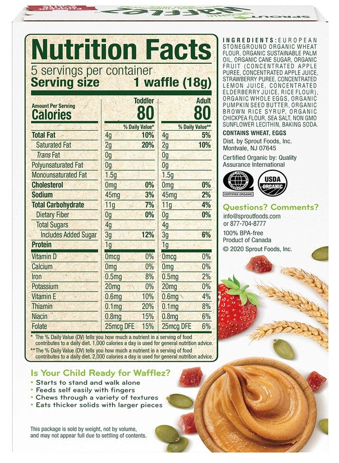 Sprout Organic Pumpkin Butter & Jelly Wafflez Baby Food, 0.63 Oz, 5 Ct - Image 2